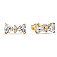 Pandora Gold Crystal Bow Stud Earrings - Image 2