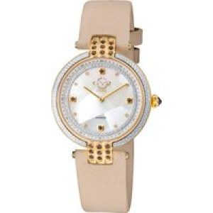 Gv2 Matera WoMens Swiss Quartz White Mom of Pearl Dial Ecru Suede Watch Diamond – Purple – One Dimension