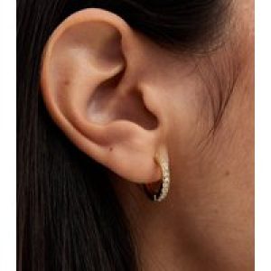 18ct Gold Plated Diamanté Mini Hoop Earrings New Glance