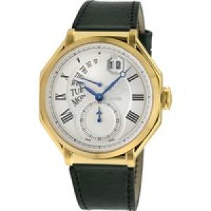 Gv2 Mens Marchese IPYG Case, Silver Dial, Authentic Italian Inexperienced Leather-based Strap – Black – One Dimension