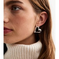 Silver Tone Middle Formed Earrings New Glance - Image 2