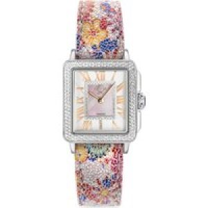 Gv2 Padova WoMens-Leather-based Purple Floral Watch – One Measurement