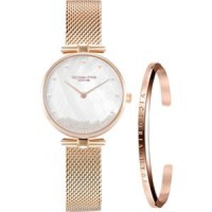Victoria Hyde London Womens Watch Gift Set Pearl white/rosegold – White & Rose Gold Stainless Steel – One Size