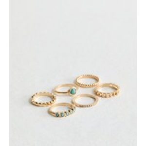Gold Tone 6 Pack of Multi Stacking Rings New Glance