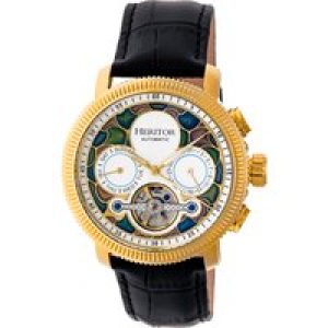 Heritor Automated Mens Crocodile Charisma Semi-Skeleton Leather-based-Band Watch – White NA – One Dimension