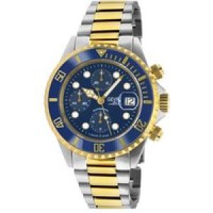 Gevril Mens 4151A Wall Street Chronograph Swiss Automatic ETA Valjoux 7750 Blue Dial Watch – Silver & Gold – One Size