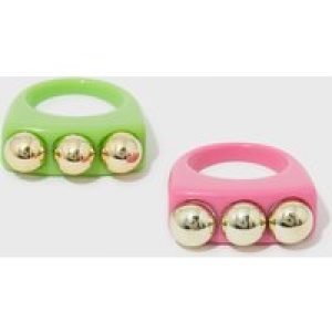 2 Pack Inexperienced and Crimson Decorated Ring New Glance