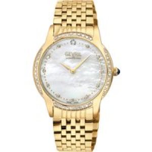 Gevril WoMens Airolo Swiss Quartz Diamond White MOP Dial316L Stainless Metal IPYG Watch – Gold – One Dimension