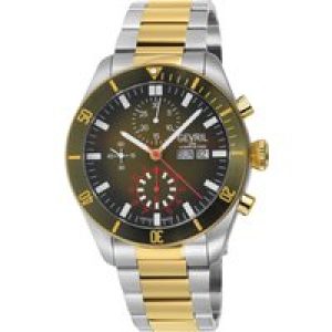 Gevril Mens Yorkville Chronograph Stainless Steel Swiss Automatic ETA 7750 Watch – Gold – One Size