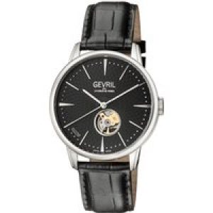 Gevril Mens Mulberry Black Dial Calfskin Leather-based Swiss Automated Watch – One Dimension