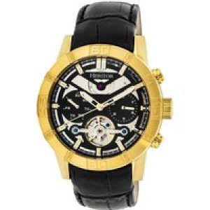 Heritor Automated Mens Hannibal Semi-Skeleton Leather-based-Band Watch – Black/Gold Stainless Metal – One Measurement