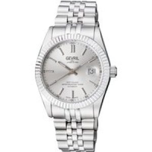 Gevril Mens Automated West Village Silver Sunray Dial Stainless Metal Bracelet – One Dimension