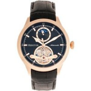 Heritor Automatic Mens Gregory Semi-Skeleton Leather-Band Watch – Rose Gold Stainless Steel – One Size