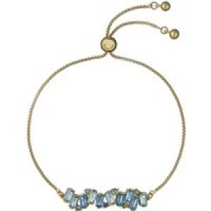 Ted Baker Gold Clarrie Blue Crystal Cluster Adjustable Slide Bracelet – Gold