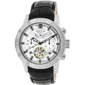 Heritor Automated Mens Hannibal Semi-Skeleton Leather-based-Band Watch – Silver Stainless Metal – One Measurement