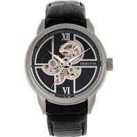 Heritor Automated Mens Sanford Semi-Skeleton Leather-based-Band Watch - Black & Silver Stainless Metal - One Dimension - Image 2