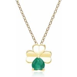 Gardenia Emerald Clover Pendant Necklace in 9ct Yellow Gold