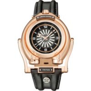 Gevril Mens GV2 Triton Black Dial Calfskin Leather-based Swiss Automated Watch – One Measurement