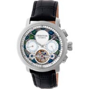 Heritor Automated Air of mystery Mens Semi-Skeleton Leather-based-Band Watch – Silver Stainless Metal – One Dimension