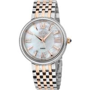 Gevril GV2 WoMens Genoa 12535 Swiss Quartz Mother of Pearl Diamond Two-Tone Stainless Steel Watch – Silver & Gold – One Size