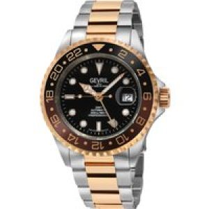 Gevril Mens Wall Side road GMT Swiss Automated Sellita SW330 Black Dial Ceramic Bezel, 316L Stainless Metal IPRG Watch – Rose Gold – One Dimension