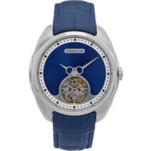 Heritor Automated Mens Roman Semi-Skeleton Leather-based-Band Watch – Blue – One Measurement