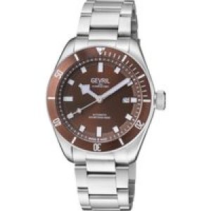 Gevril Mens Yorkville 48607 Sellita SW200, Swiss Automated Brown Dial Stainless Metal Date Watch – Silver Leather-based – One Dimension