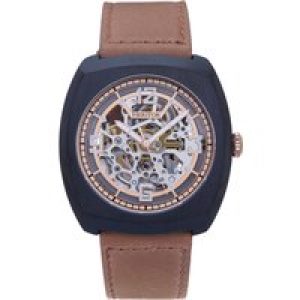 Heritor Automated Mens Gatling Skeletonized Leather-based-Band Watch – Black/Brown Stainless Metal – One Measurement