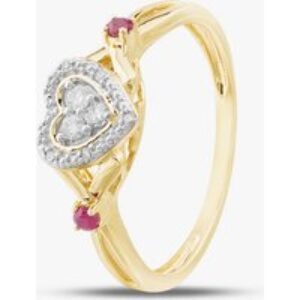9ct Yellow Gold 0.08ct Good Minimize Diamond & Ruby Center Formed Ring THR33571-08RD (YG)