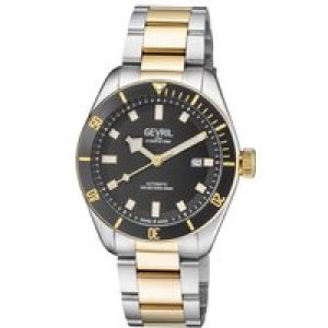 Gevril Mens Yorkville Swiss Automated Sellita SW200 Black Dial IP Yellow Gold Date Watch – Silver & Gold – One Measurement