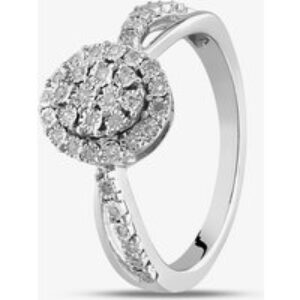Sterling Silver 0.10ct Diamond Oval Cluster Shoulder Set Ring THR31374-10CH Q