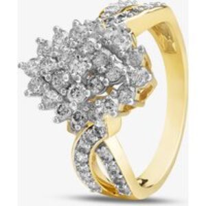 9ct Yellow Gold 1.00ct Diamond Cluster Shoulder Set Ring THR31389-100 P