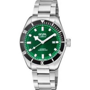 Gevril Mens Yorkville 48606 Sellita SW200, Swiss Computerized Inexperienced Dial Stainless Metal Date Watch – Silver – One Measurement