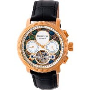 Heritor Computerized Charisma Mens Semi-Skeleton Leather-based-Band Watch – Rose Gold Stainless Metal – One Dimension