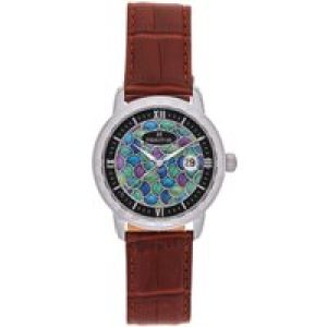 Heritor Automated Mens Protégé Vitreous Teeth Dial Watch – Silver & Brown Stainless Metal – One Dimension