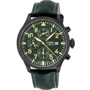 Gevril Mens Vaughn Chronograph Olive Leather Swiss Automatic ETA 7750 Watch – Green – One Size