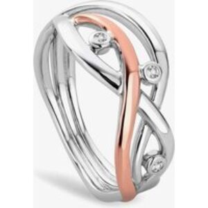 Clogau Swallow Falls 9ct Rose Gold Sterling Silver Topaz Swirl Ring 3SCTWIR-O