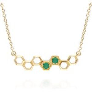 Honeycomb Impressed Emerald Hyperlink Necklace in 9ct Yellow Gold