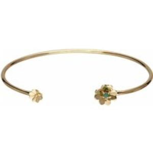 Gardenia Emerald Clover Bangle In 9ct Yellow Gold