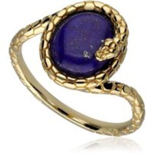 ECFEW™ Lapis Lazuli Winding Snake Ring In Gold Plated Sterling Silver