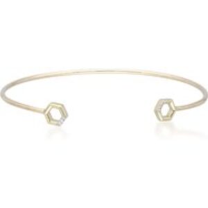 Diamond Pavé Hexagon Open Bangle in 9ct Yellow Gold