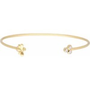 Honeycomb Impressed Diamond Trilogy Bee Bangle in 9ct Yellow Gold