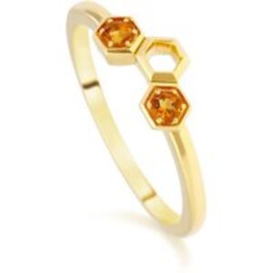 Honeycomb Impressed Citrine Stack Ring in 9ct Yellow Gold