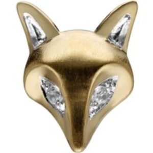 Gardenia White Sapphire Fox Pin In 9ct Yellow Gold