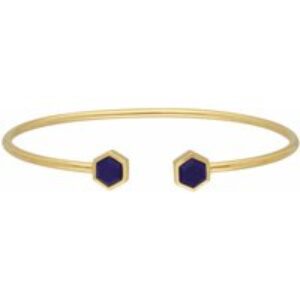 Geometric Hexagon Lapis Lazuli Bangle in Gold Plated Silver