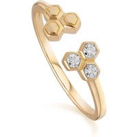 Diamond Geometric Trilogy Open Ring in 9ct Yellow Gold - Image 2