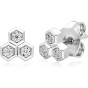 Diamond Geometric Trilogy Stud Earrings in 9ct White Gold
