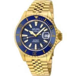 Gevril Mens Chamber Blue dial, IPYG Bracelet Watch – Gold Stainless Steel – One Size