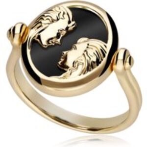 Zodiac Black Onyx Gemini Turn Ring in 18ct Gold Plated Silver