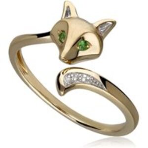 Gardenia Tsavorite Fox Ring In 9ct Yellow Gold
